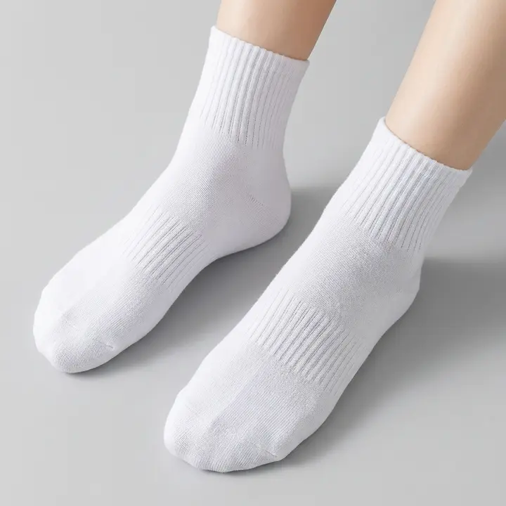 발이 편한 카바 밴딩 중목 양말, 여성용, 화이트, 20켤레