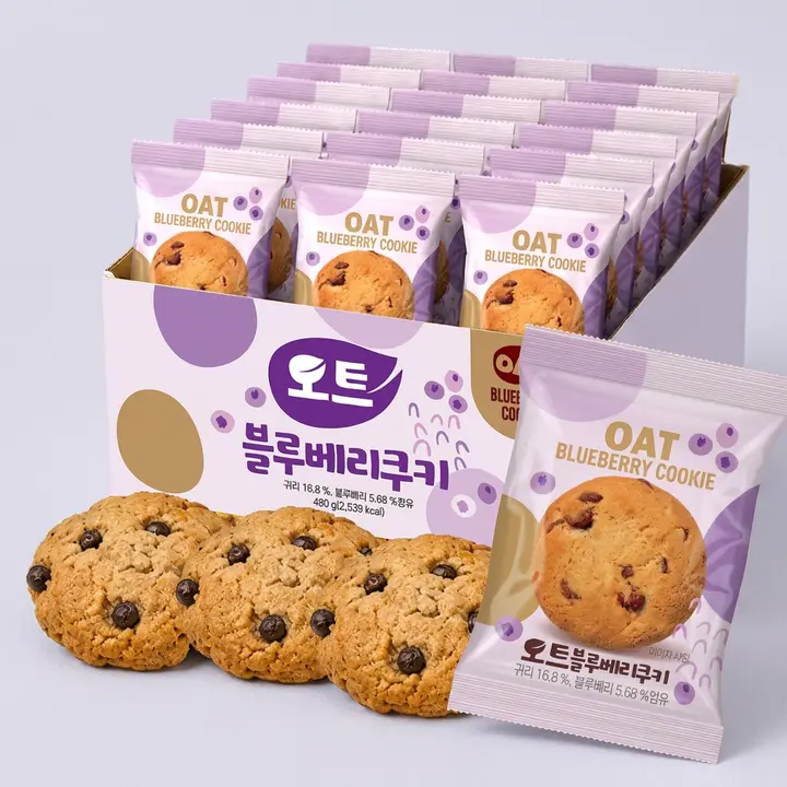 오트 오트블루베리쿠키, 블루베리맛, 트랜스지방 NO, 480g, 약 40봉, 1박스