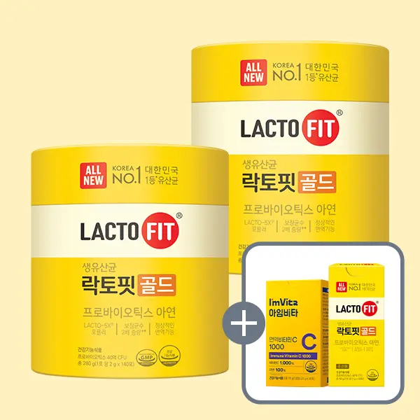 종근당건강 락토핏 골드, 140포, 2개 + 증정 락토핏 골드, 30포 + 증정 아임비타 면역비타민C, 30포