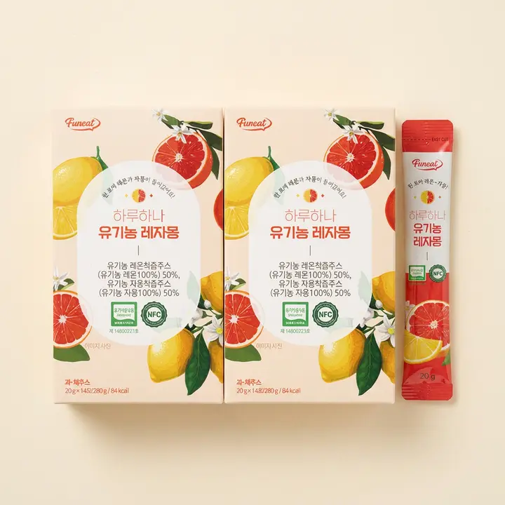 하루하나 유기농 레자몽, 레몬즙+자몽즙, 280g, 2박스