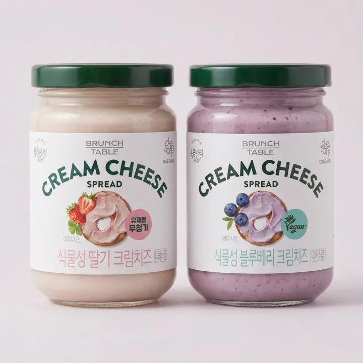 복음자리 식물성 크림치즈, 딸기 190g 1개 + 블루베리 190g 1개, 2개