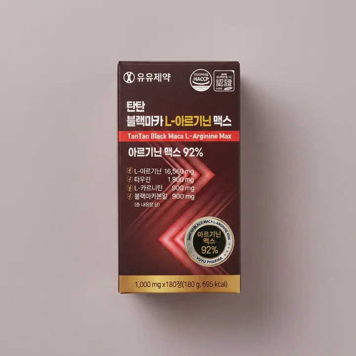 유유제약 탄탄 블랙마카 L-아르기닌 맥스, 180정, 1박스