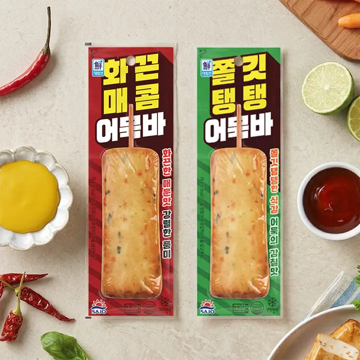 사조 쫄깃탱탱 어묵바 70g 10개 + 화끈매콤 어묵바 70g 10개, 총 20개