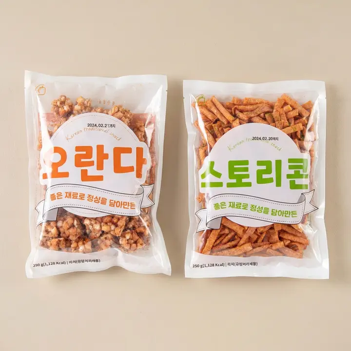 추억의 옛날 과자 4종 모음, 오란다 250g 1봉 + 스토리콘 250g 1봉 + 고구마형 270g 1봉 + 왕소라 270g 1봉, 1세트