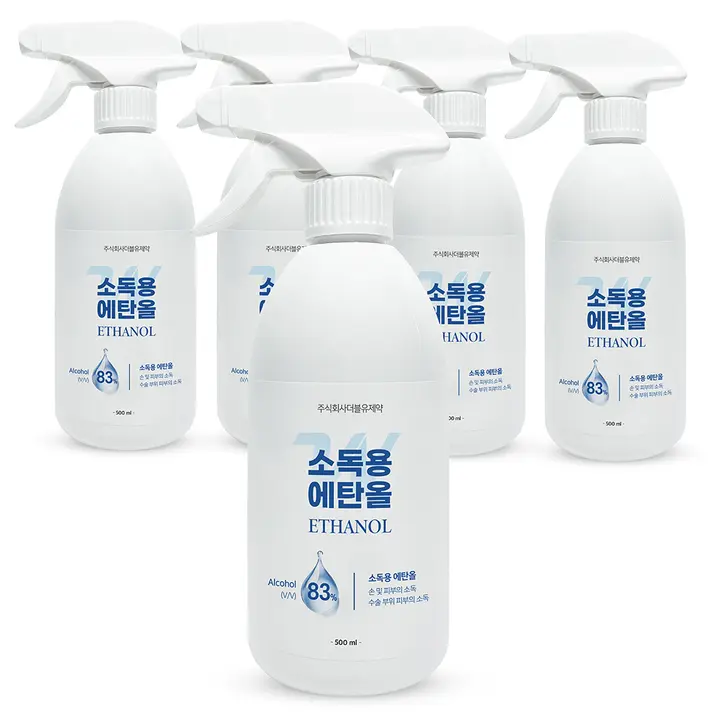 더블유제약 곡물발효 소독용 에탄올, 500ml, 5개
