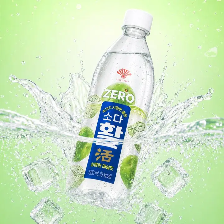 동화 부채표 소다활 제로, 매실맛, 500ml, 24개