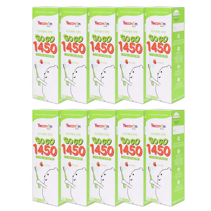 예꼬맘 고고 1450 어린이 치약, 망고피치향, 60g, 10개입