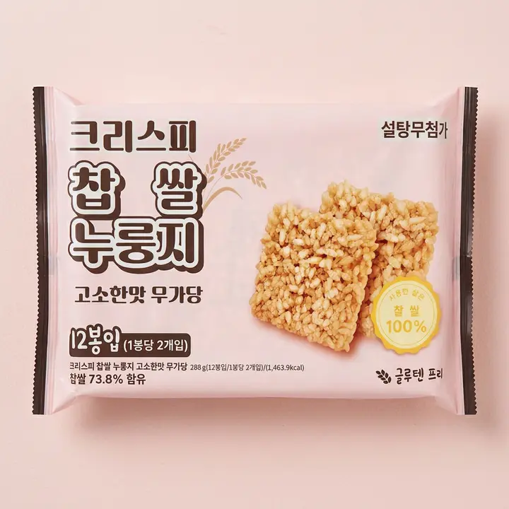 크리스피 찹쌀 누룽지 고소한맛, 무가당, 12봉입, 4개