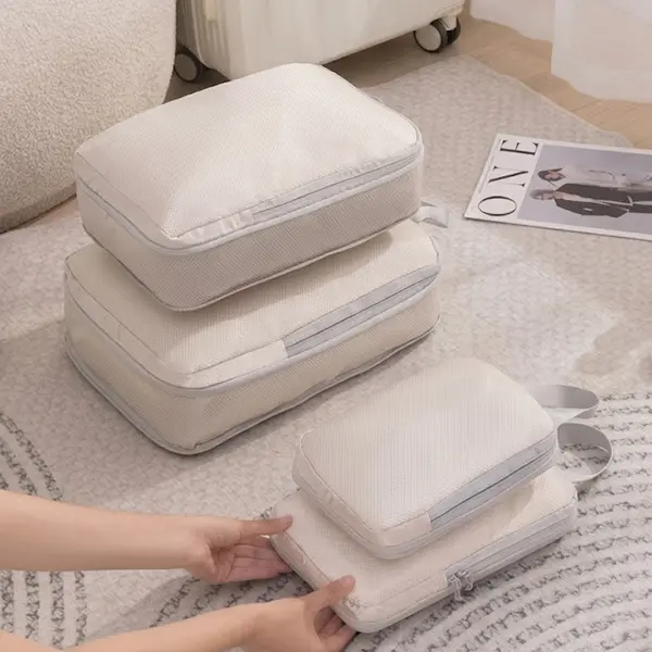 압축 파우치, 여행용, 4종, 블랙, 1세트
