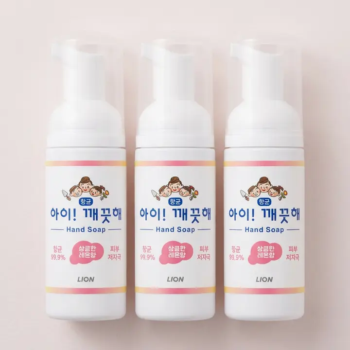 아이깨끗해 향균 폼 휴대용 핸드 솝, 레몬향, 50ml, 3개