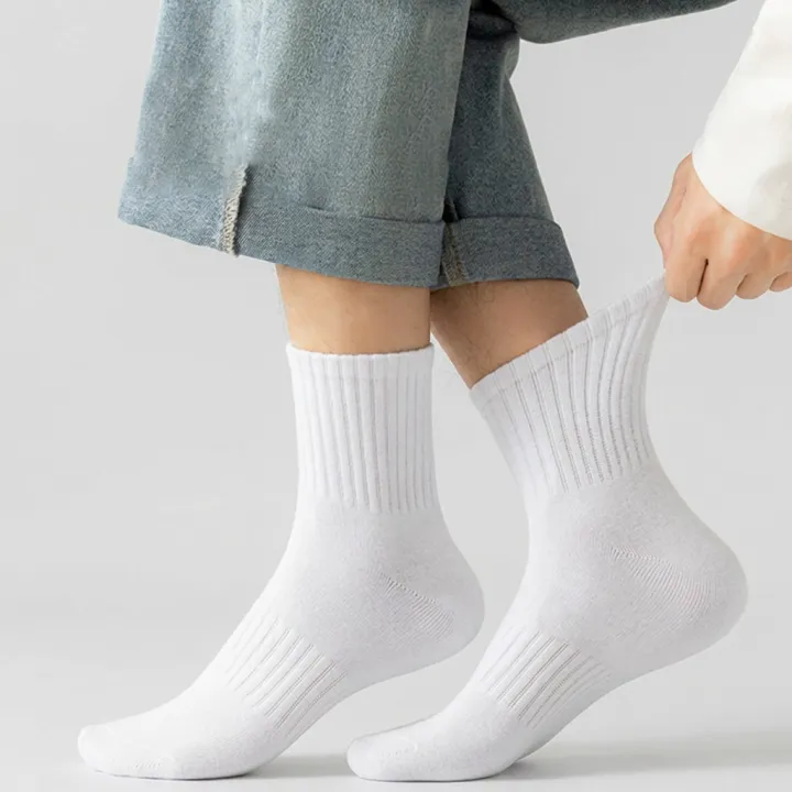 발이 편한 카바 밴딩 중목 양말, 화이트, 10켤레