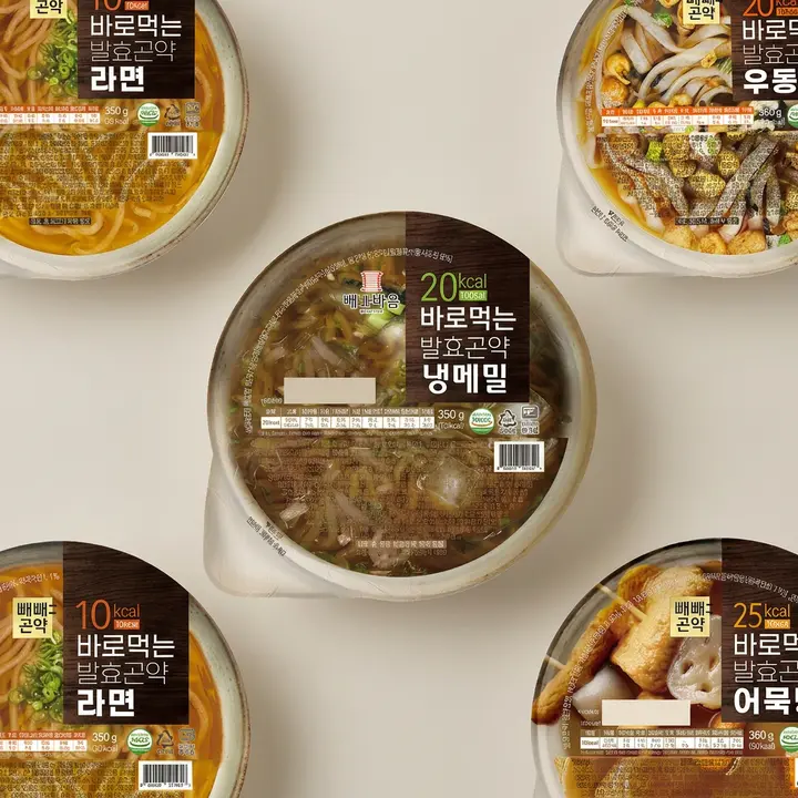 바로먹는 발효곤약 4종 세트, 냉메밀 350g 1개 + 라면 350g 1개 + 우동 350g 1개 + 어묵탕 360g 1개, 1세트