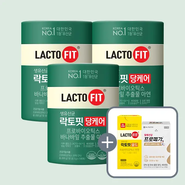 종근당건강 락토핏 당케어, 100포, 3개 + 락토핏 골드, 30포, 1개 + 프로메가 알티지오메가3듀얼, 15일분