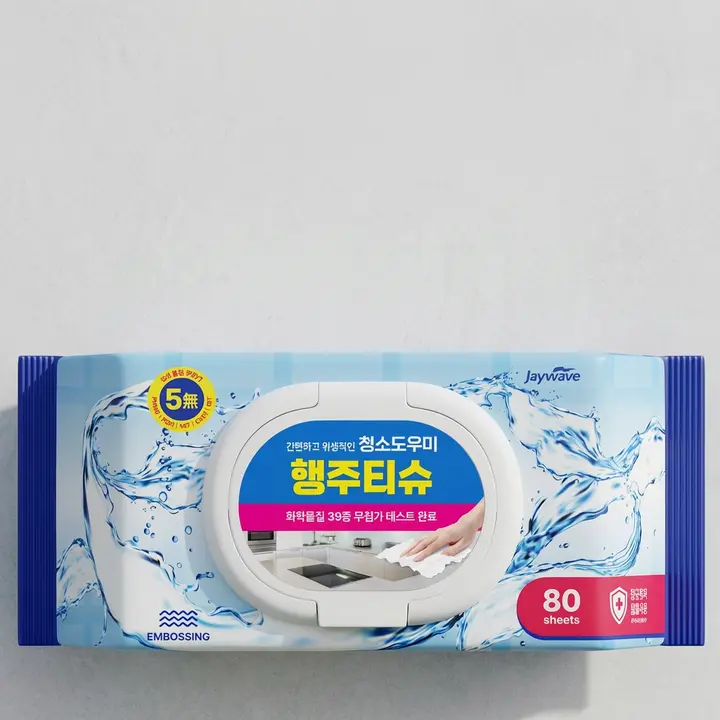 크린웨이브 청소도우미 행주 티슈 캡형, 80매, 10팩
