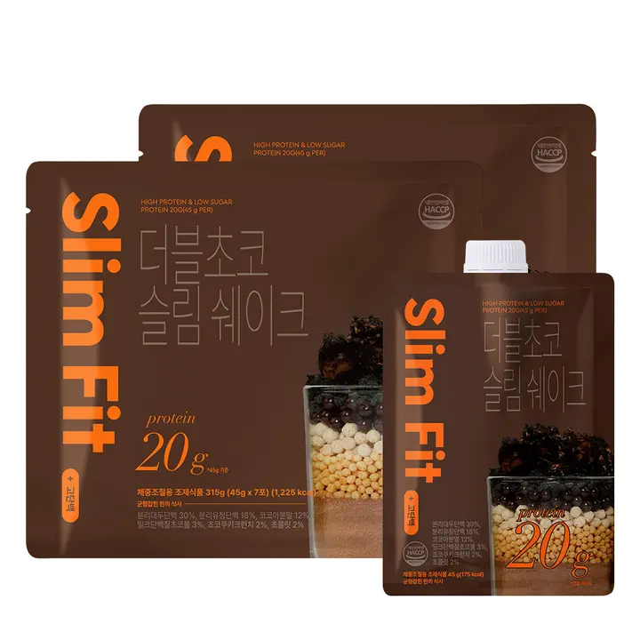 익스트림 단백질 20g 슬림쉐이크, 더블초코, 45g, 7포, 2세트