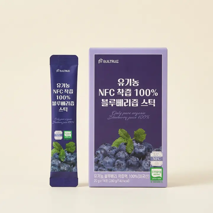 빌트루 유기농 NFC 착즙 100% 블루베리즙 스틱, 20g, 14포, 3박스