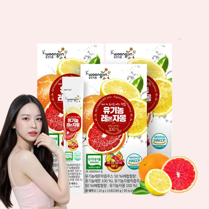 웅진식품 유기농 레몬자몽, 20g, 14포, 3박스