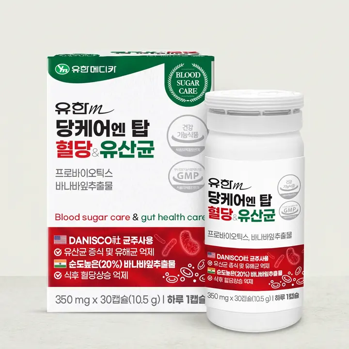 유한메디카 당케어 엔 탑 혈당&유산균, 350mg, 30캡슐, 4개