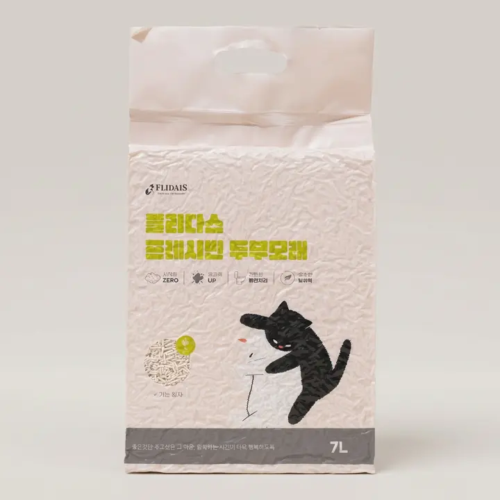 플리다스 고양이 두부모래, 베이비파우더, 7L, 3개, 1개
