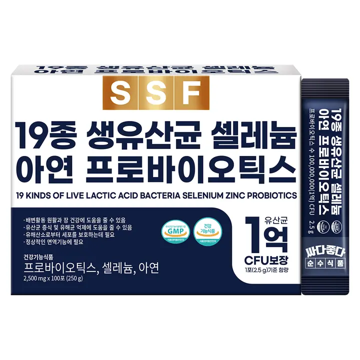 순수식품 19종 생유산균 셀레늄 아연 프로바이오틱스, 100포, 1박스