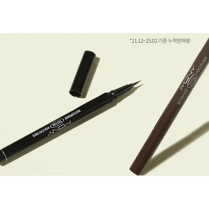맥퀸뉴욕 워터프루프 타투 펜 아이라이너, 딥브라운, 0.5g, 3개