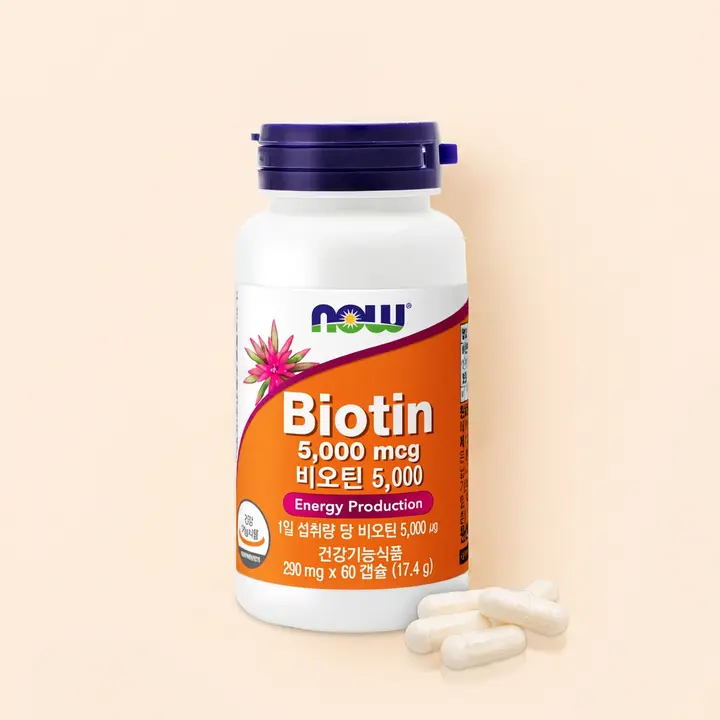 나우푸드 비오틴 5000mcg, 290mg, 60캡슐, 1개