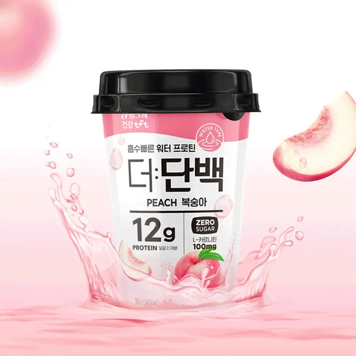 빙그레 더단백 워터프로틴 컵 복숭아, 복숭아맛, 250ml, 20개