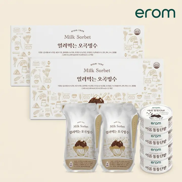 이롬 얼려먹는 오곡빙수, 24팩 + 통통단팥 4캔, 1세트