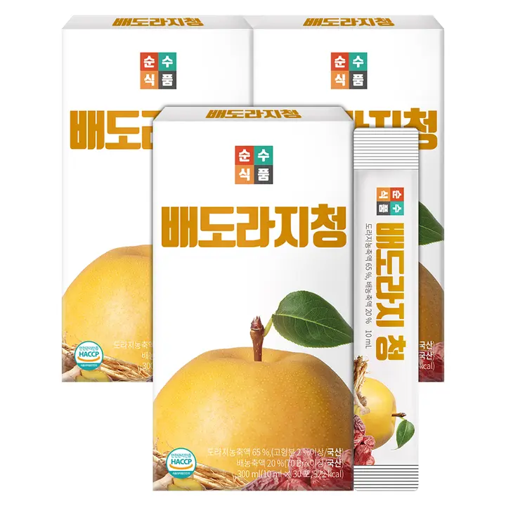 순수식품 배도라지청 스틱, 10ml, 30포, 3박스