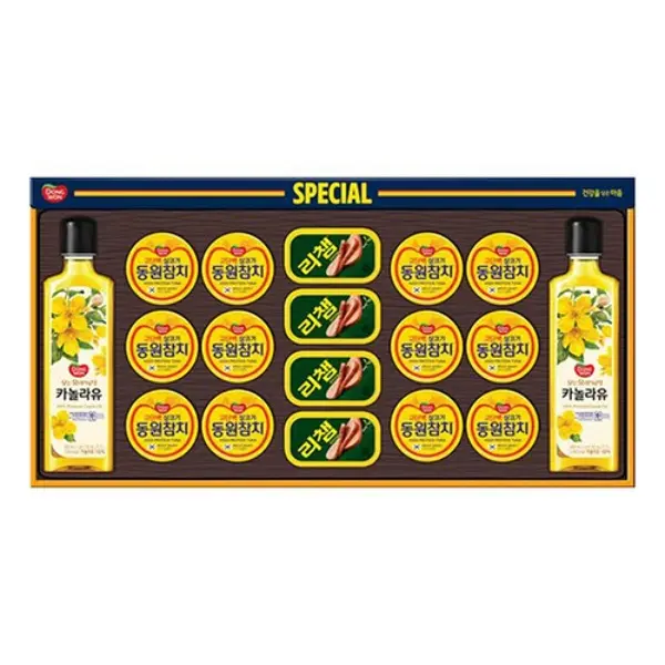 동원 스페셜 선물세트 W호, 라이트 스탠다드 90g 12개 + 리챔 오리지널 120g 4개 + 카놀라유 480ml 2개, 1세트