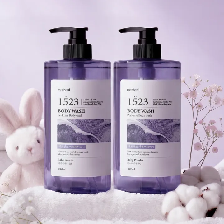 메르헨트 퍼퓸 대용량 바디워시, 베이비파우더, 1L, 2개