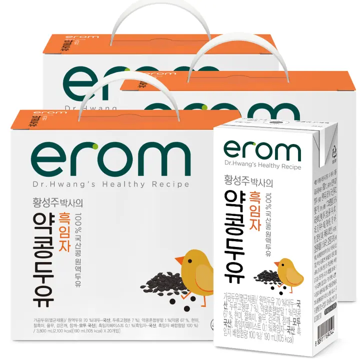 이롬 국산약콩두유 흑임자, 190ml, 60개