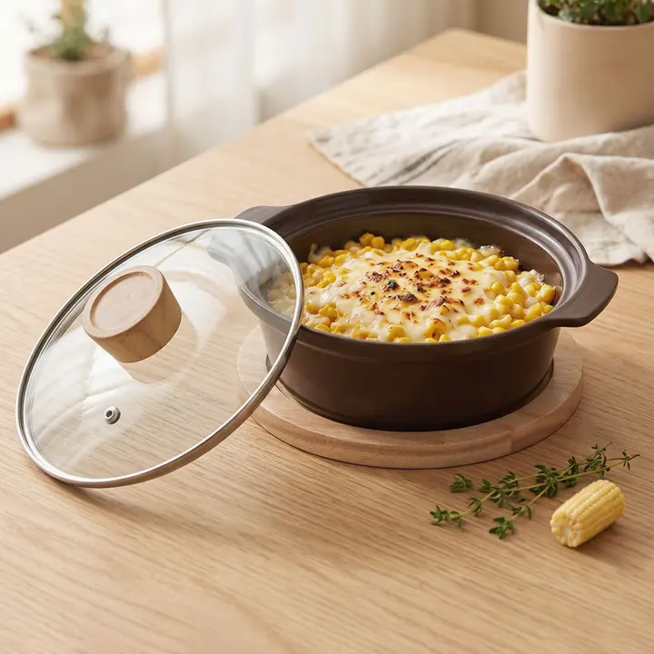 키친플라워 다담 세라믹 인덕션 뚝배기 냄비 + 나무받침대 세트, 16cm, 1개
