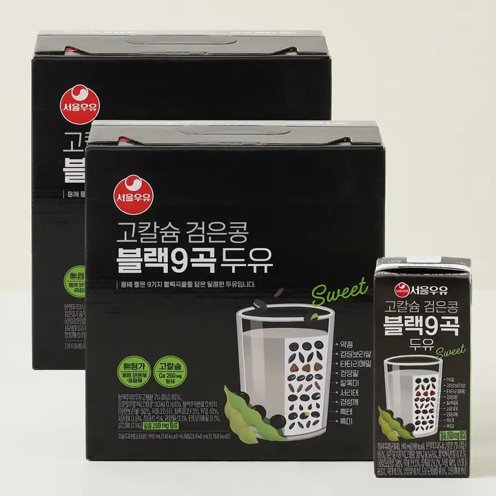 서울우유 고칼슘 검은콩 블랙9곡 두유, 190ml, 32개