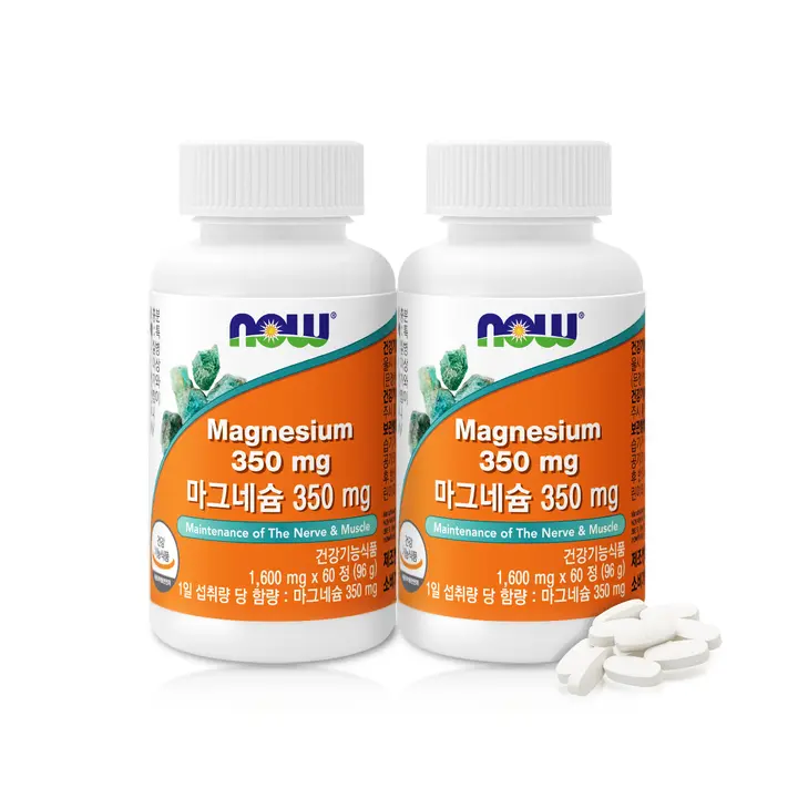 나우푸드 마그네슘 350mg, 60정, 2병
