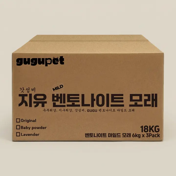 구구펫 벤토나이트 대용량 고양이 모래, 6kg, 3개, 베이비파우더향
