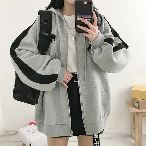 쉬블림로브 여성 자수 라인 짚업 후드 GW0733, 원컬러, FREE, 1개