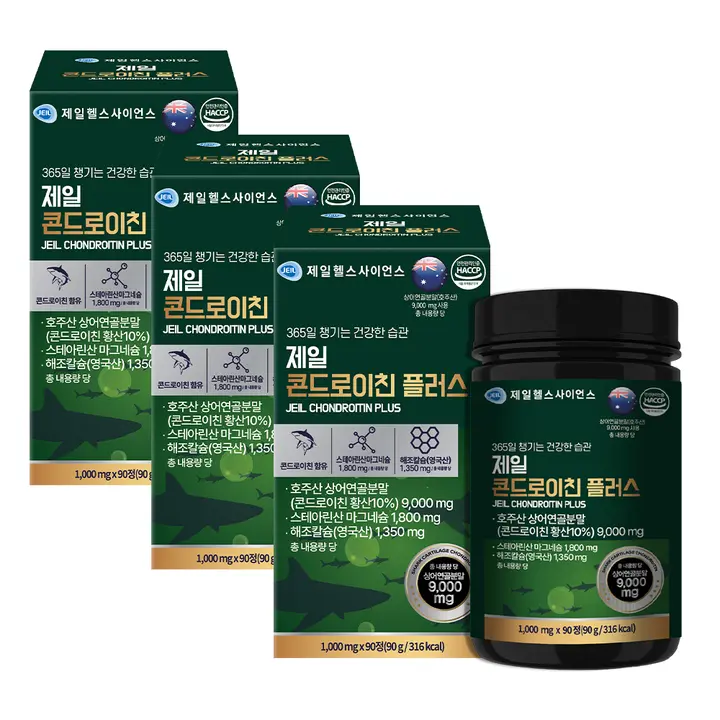제일바이오사이언스 제일 콘드로이친 플러스, 1,000mg, 90정, 3개
