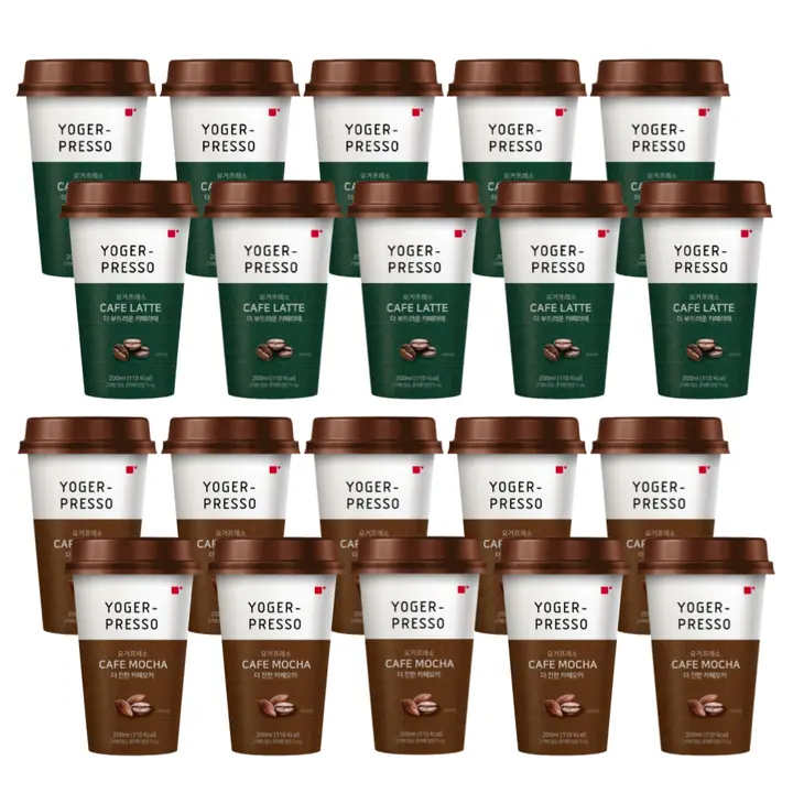 요거프레소 컵커피, 카페라떼 200ml 10개 + 카페모카 200ml 10개, 20개