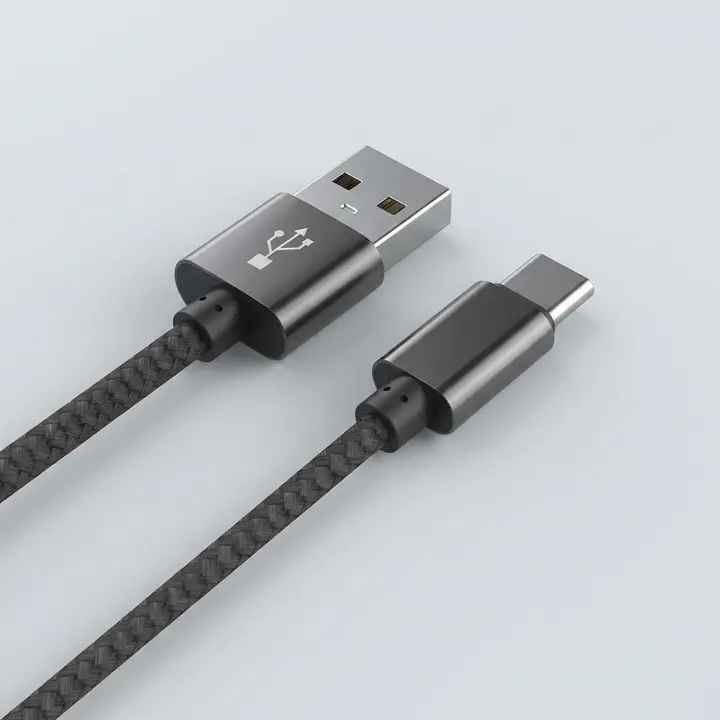 WJT 메탈 고속 충전 케이블, USB-C, 블랙, 1.5m, 1개