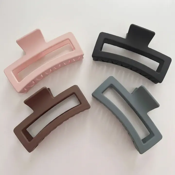 13cm 매트 스퀘어 헤어 집게핀, 블랙, 2개