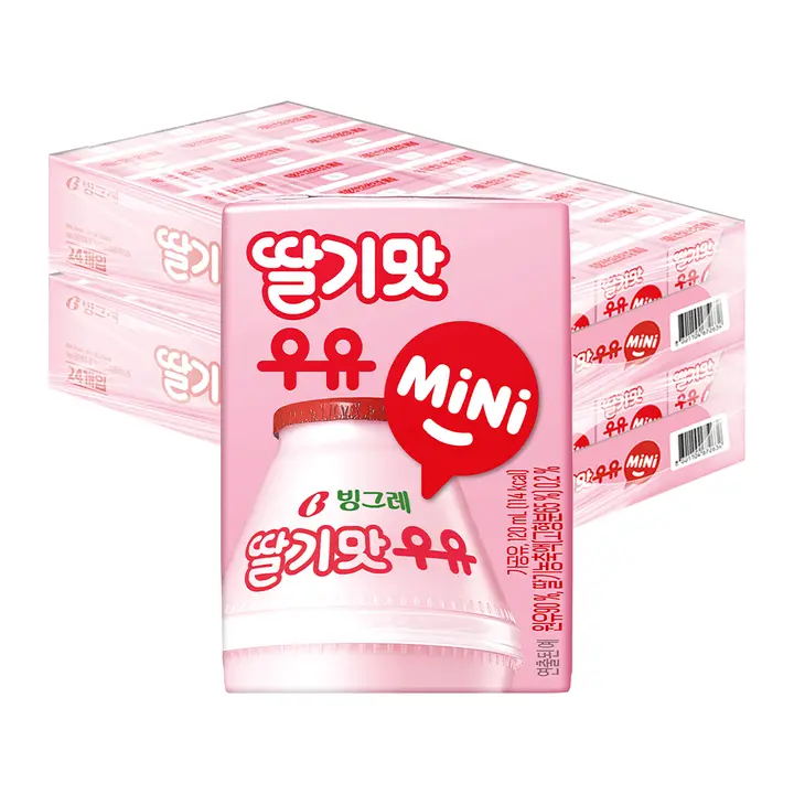빙그레 딸기맛 우유 미니, 멸균우유, 딸기맛, 120ml, 48개