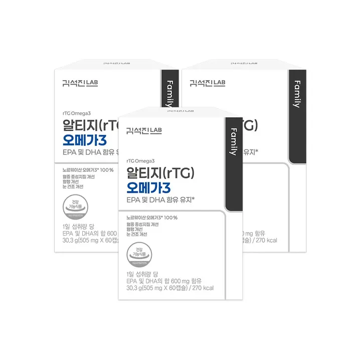 김석진LAB 알티지(rTG) 오메가3, 30정, 3개