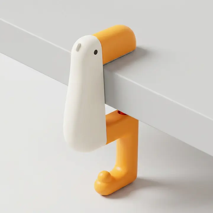 THOUGHTFUL DUCK 무타공 휴대용 책상 가방걸이, 옐로우, 1개