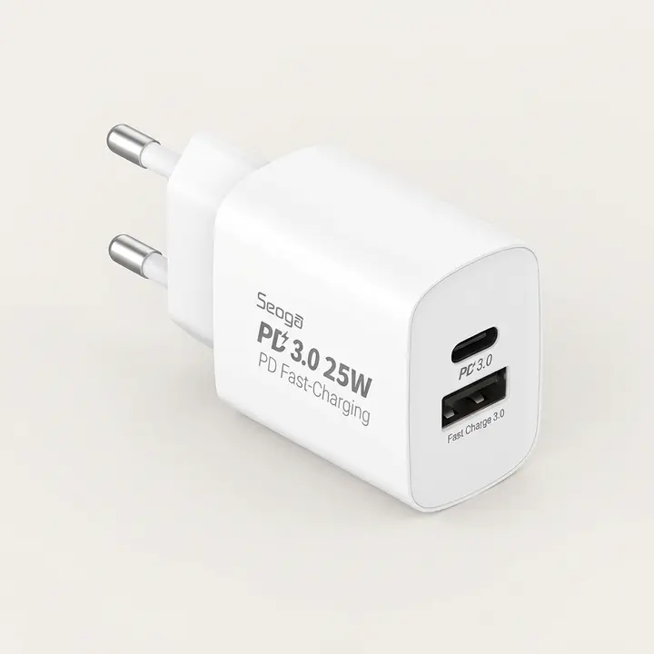 서가 25W PD3.0 PPS 2포트 멀티 초고속 충전기, SG-PDC2500A, 블랙, 1개 + 60W PD CtoC 고급형 케이블, 1개