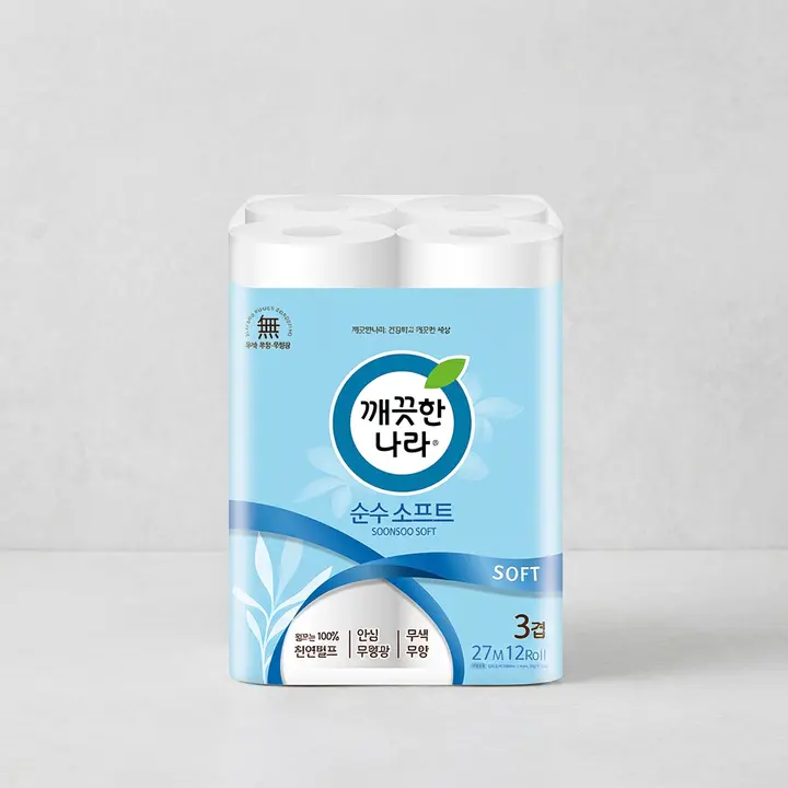 깨끗한나라 순수 소프트, 3겹, 27m, 12롤, 3팩