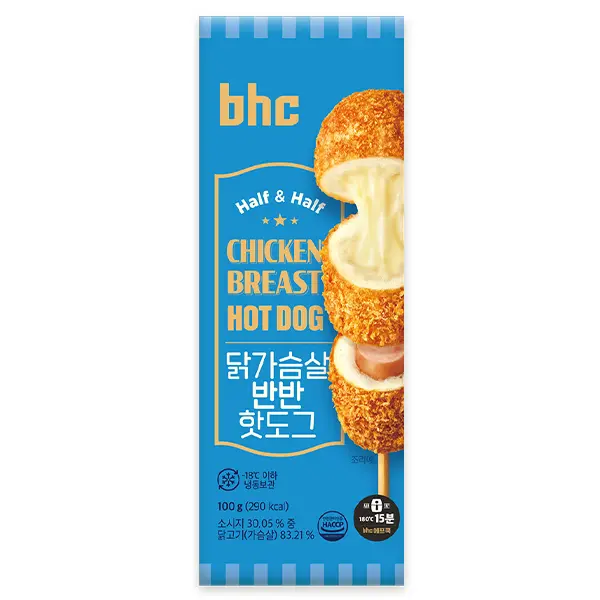 Bhc 닭가슴살 치즈 반반 핫도그, 100g, 10개