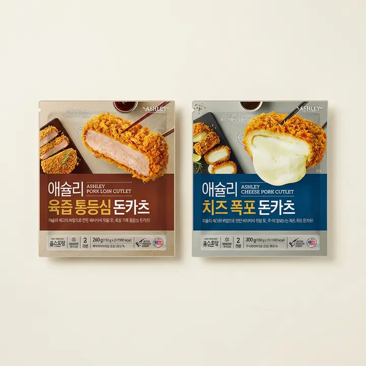 애슐리 육즙 통등심 돈카츠, 260g, 1개 + 치즈 폭포 돈카츠, 300g, 1개