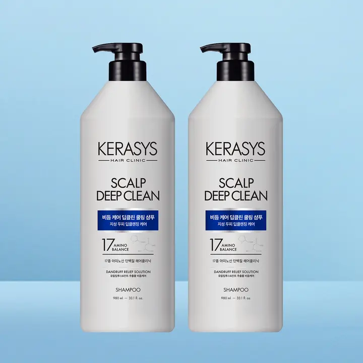 케라시스 두피 비듬케어 딥클린 쿨링 단백질 샴푸, 980ml, 2개