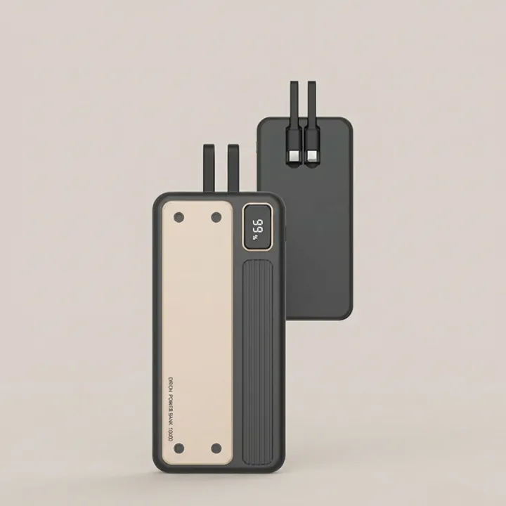 드리온 LCD 잔량 표시 보조배터리 DR-LCD-10000, 블랙, 10000mAh, C타입 8핀 일체형